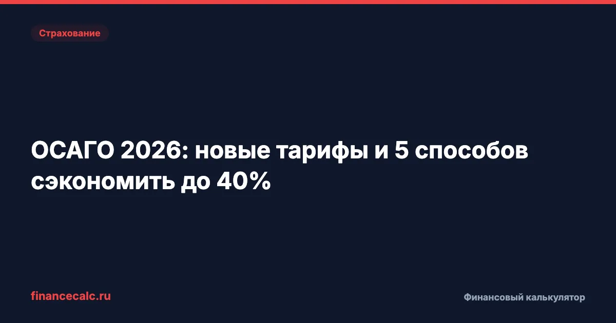 ОСАГО 2026: новые тарифы и 5 способов сэкономить до 40%