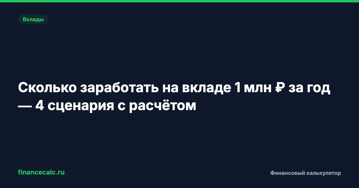 Сколько заработать на вкладе 1 млн ₽ за год — 4 сценария с расчётом