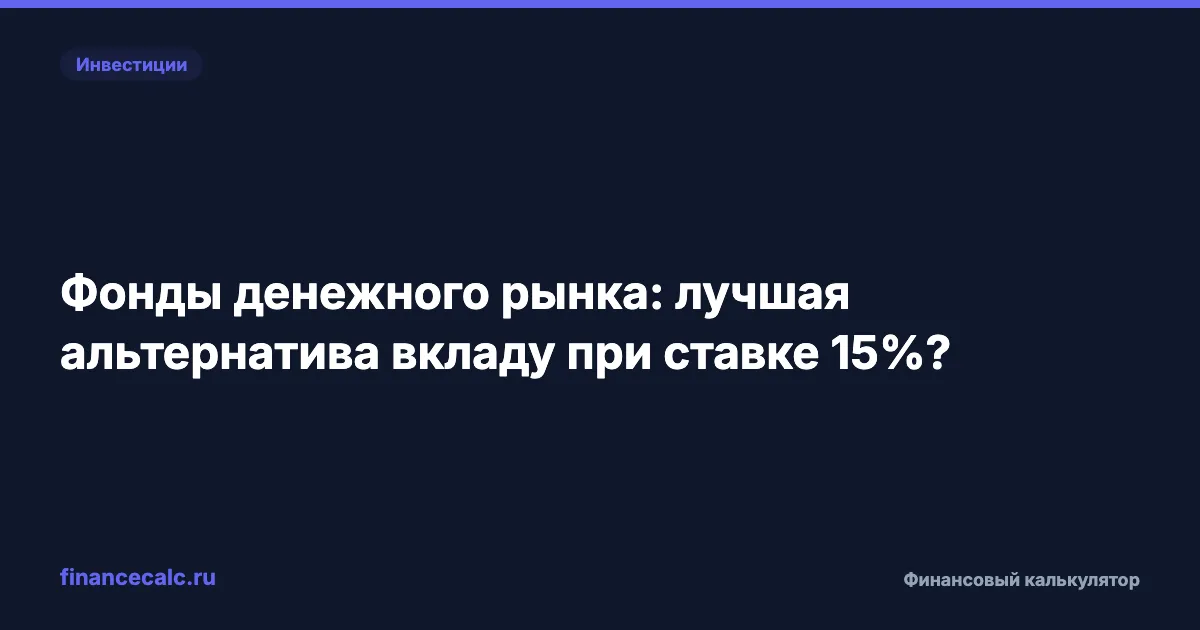 Фонды денежного рынка: лучшая альтернатива вкладу при ставке 15%?