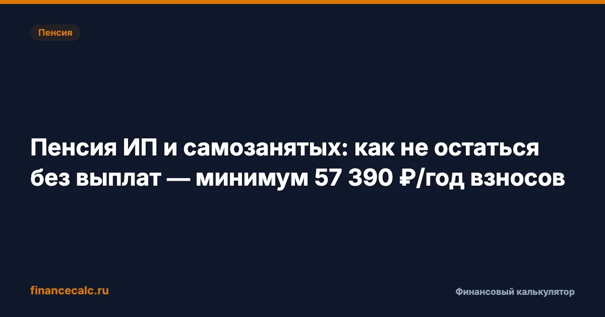 Пенсия ИП и самозанятых: как не остаться без выплат — минимум 57 390 ₽/год