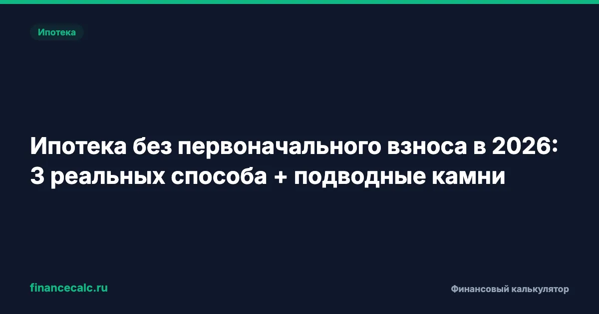 Ипотека без первоначального взноса в 2026: 3 реальных способа и подводные камни