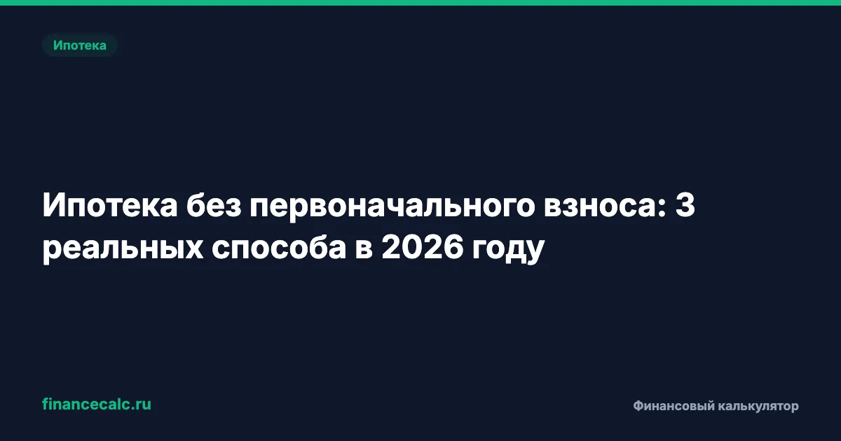 Ипотека без первоначального взноса: 3 реальных способа в 2026 году