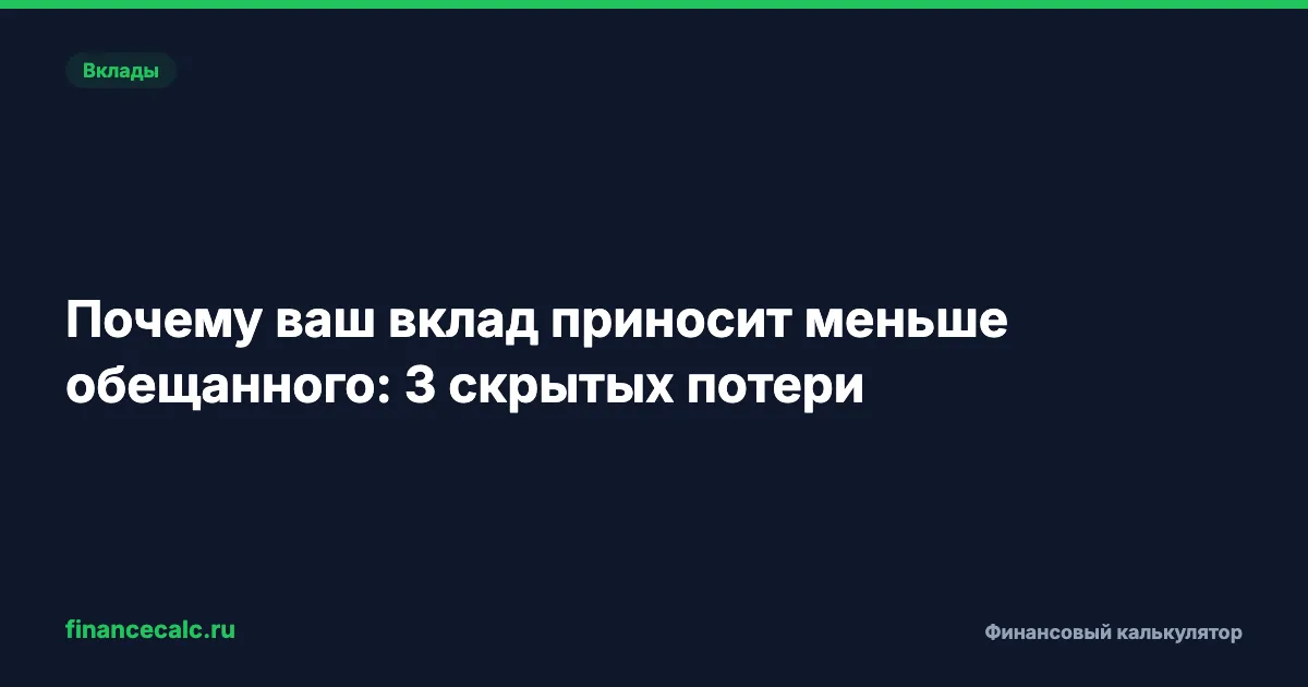 Почему вклад под 15% даёт только 9,1%: 3 скрытых потери на 1 млн