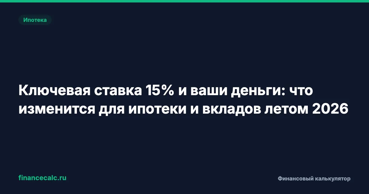 Ключевая ставка 14,5% летом 2026: что меняется для вклада и ипотеки на 5 млн