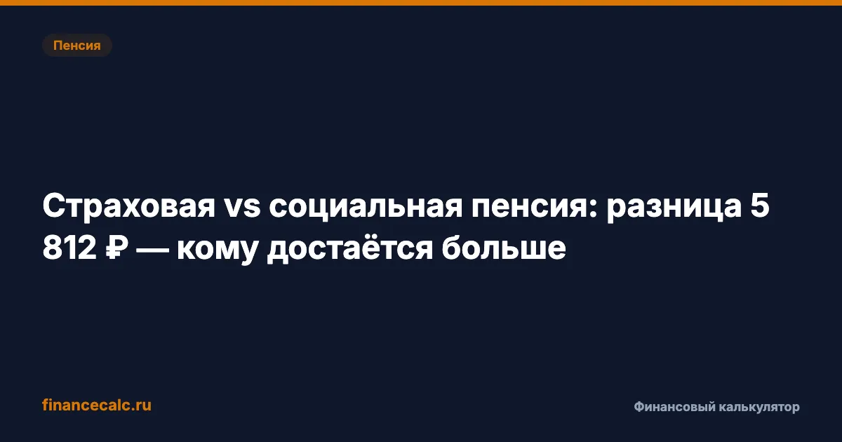 Страховая vs социальная пенсия 2026: разница 17 692 ₽/мес — кому достаётся больше