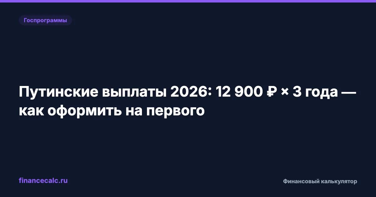 Путинские выплаты 2026: до 18 371 ₽ на первого ребёнка — что реально работает