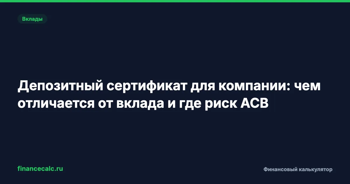 Депозитный сертификат для компании: чем отличается от вклада и где риск АСВ