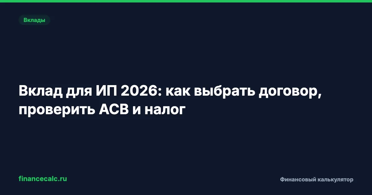 Вклад для ИП 2026: как выбрать договор, проверить АСВ и налог