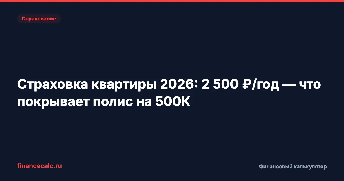 Страховка квартиры 2026: 2 500 ₽/год — что покрывает полис на 500К