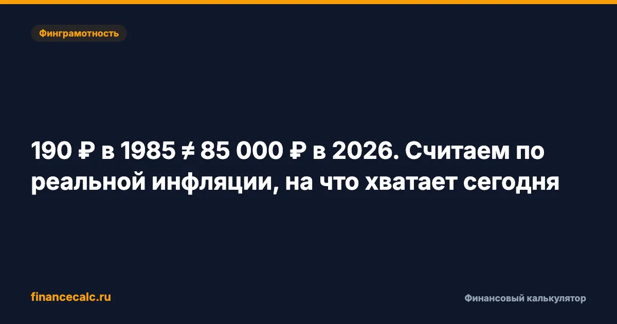 190 ₽ в 1985 ≠ 85 000 ₽ в 2026. Считаем по реальной инфляции, на что хватает сегодня