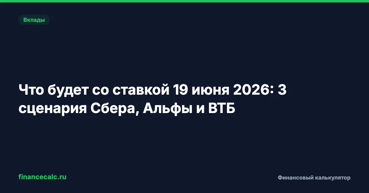 Что будет со ставкой 19 июня 2026: 3 сценария Сбера, Альфы и ВТБ