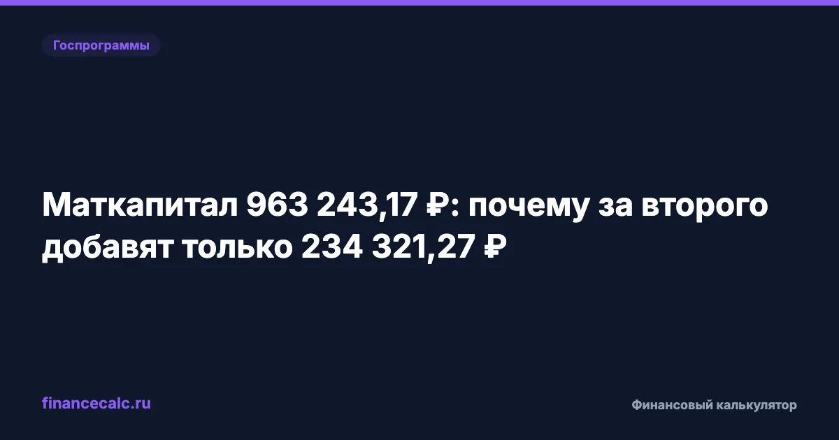 Маткапитал 963 243,17 ₽: как проверить доплату 234 321,27 ₽ за второго