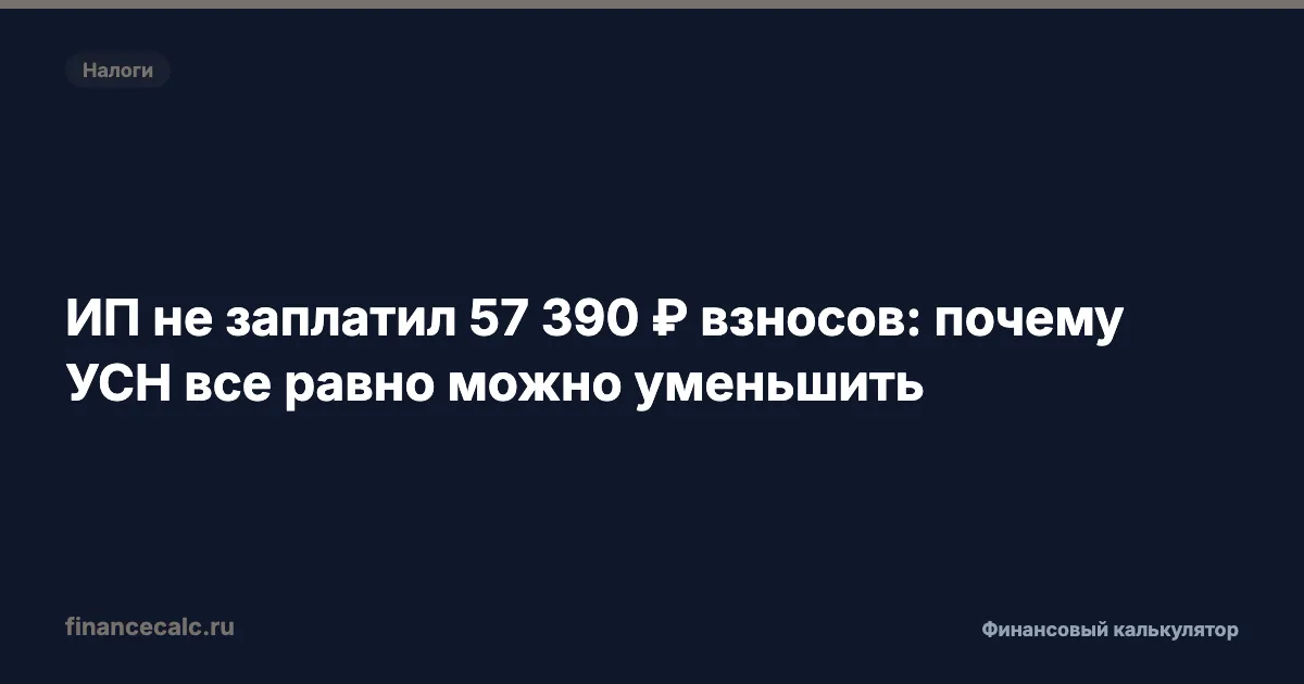 ИП не заплатил 57 390 ₽ взносов: почему УСН все равно можно уменьшить