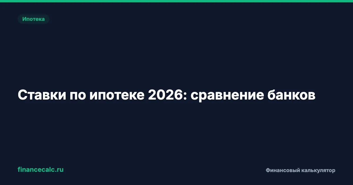 Ставки по ипотеке 2026: сравнение банков