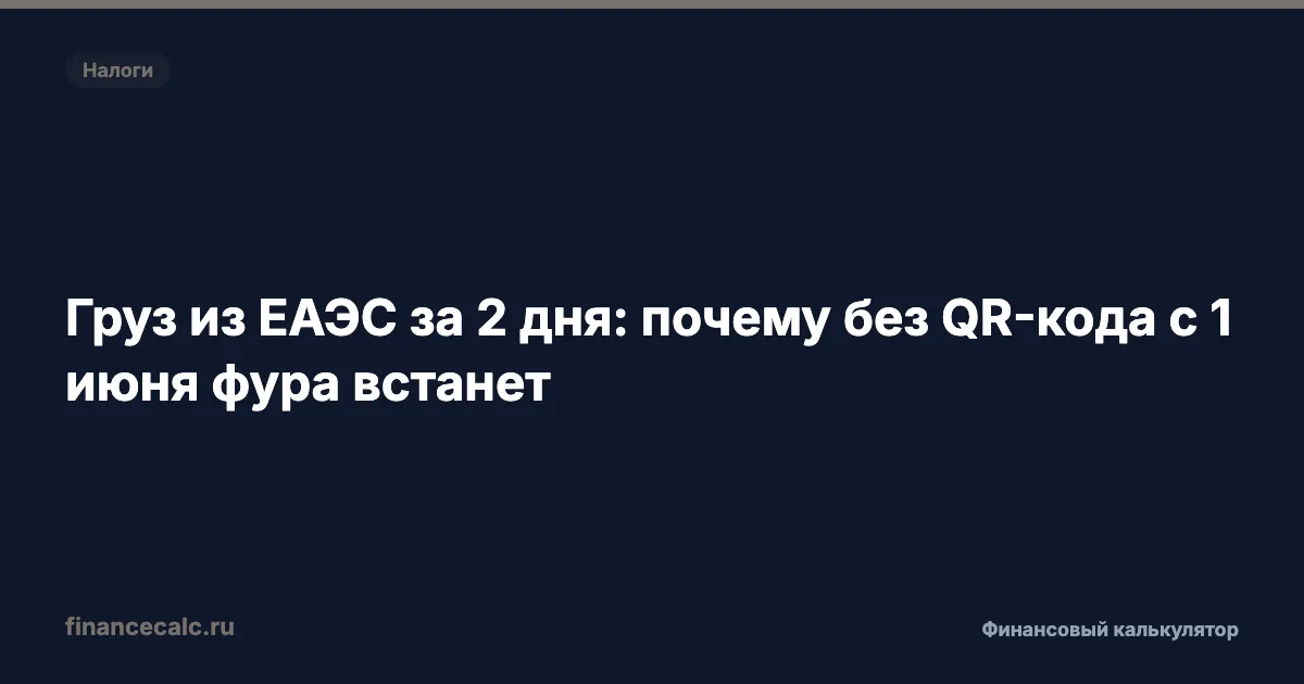 Груз из ЕАЭС за 2 дня: почему без QR-кода с 1 июня фура встанет