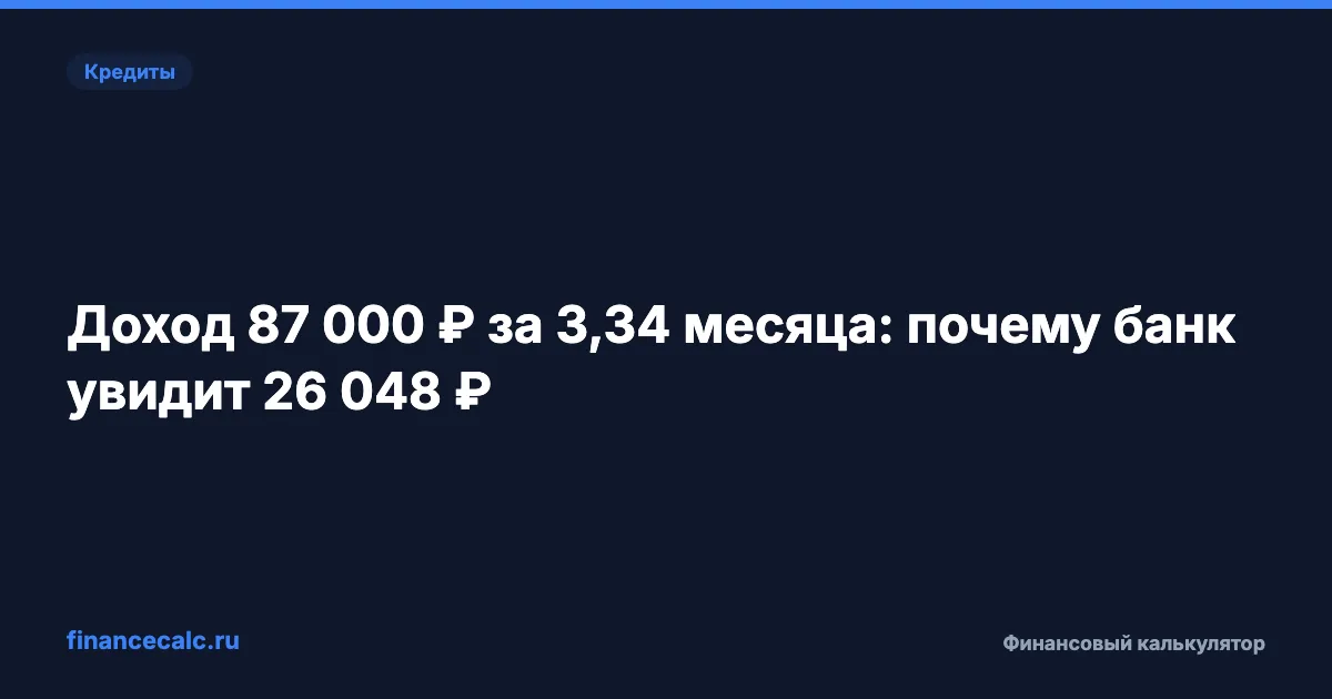 Доход 87 000 ₽ за 3,34 месяца: почему банк увидит 26 048 ₽