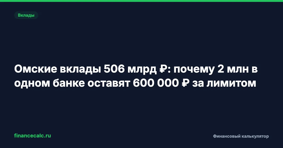 Омские вклады 506 млрд ₽: почему 2 млн в одном банке оставят 600 000 ₽ за лимитом
