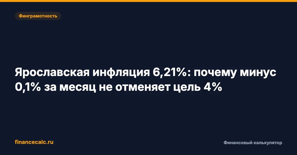 Ярославская инфляция 6,21%: почему минус 0,1% за месяц не отменяет цель 4%