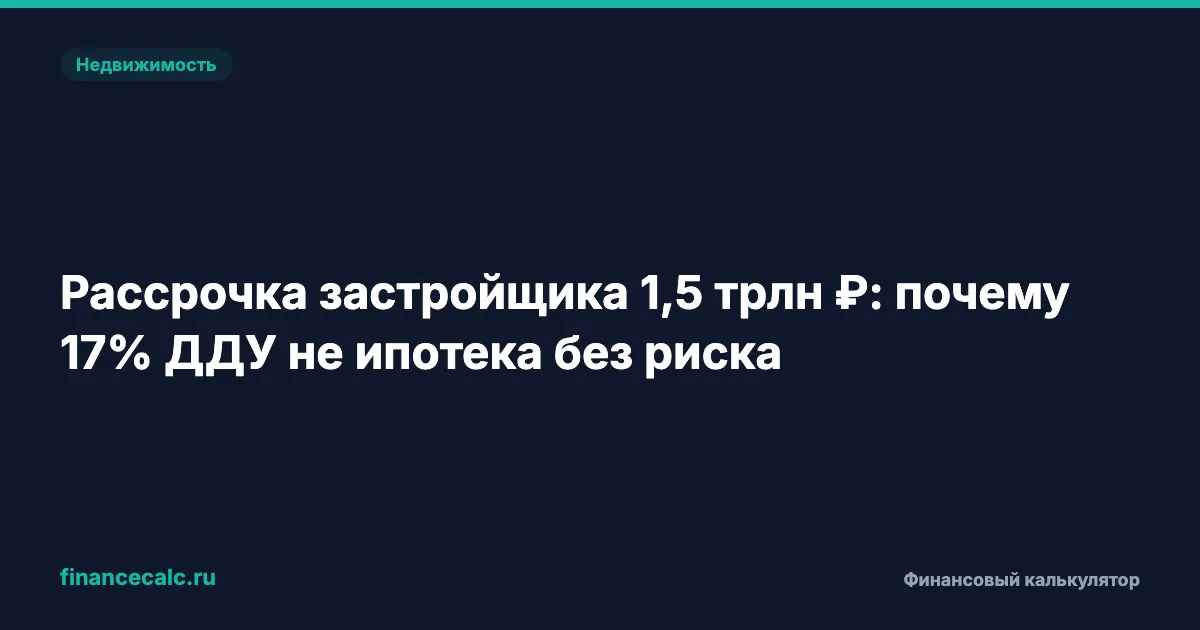 Рассрочка застройщика 1,5 трлн ₽: почему 17% ДДУ не ипотека без риска