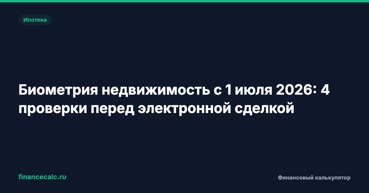 Биометрия недвижимость с 1 июля 2026: 4 проверки перед электронной сделкой